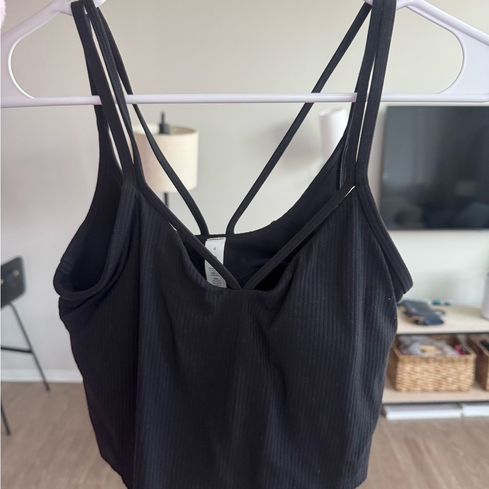 lululemon athletica Black Ribbed Crop Tank
